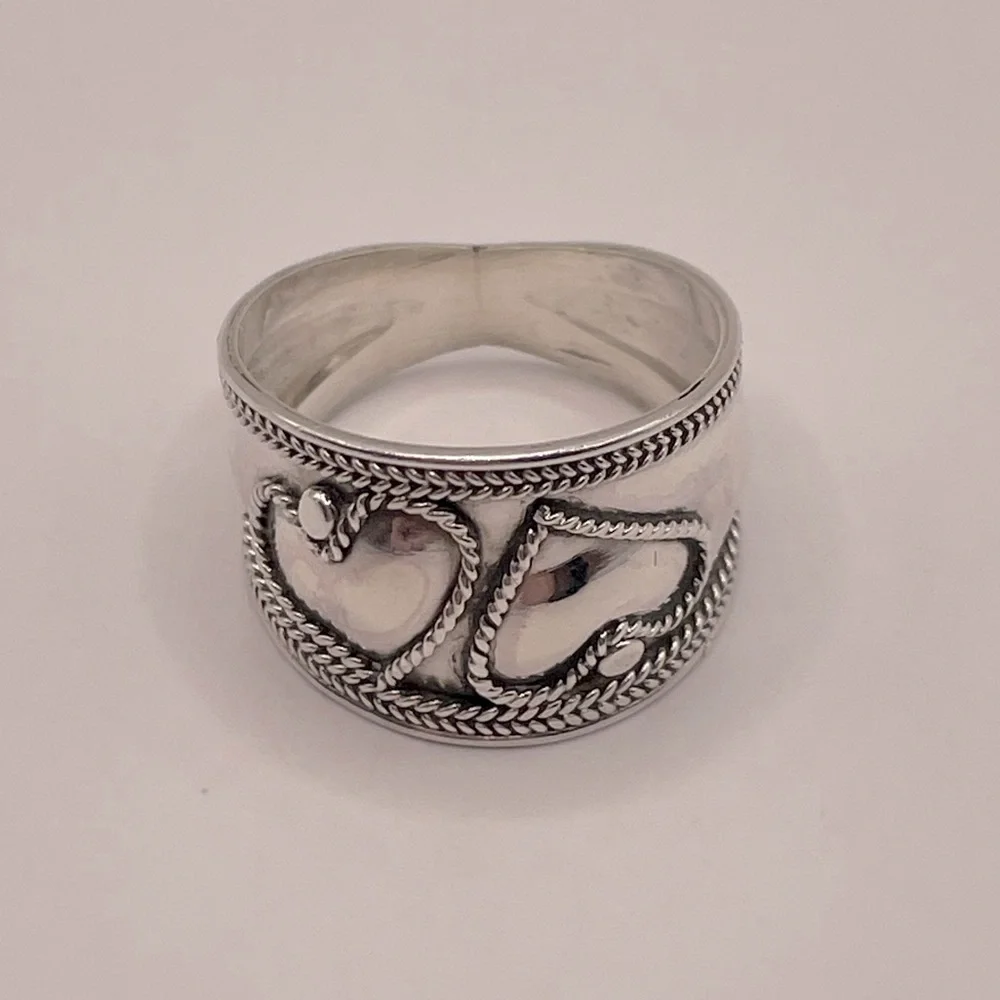 VINTAGE Sterling Silver Double Heart Ring